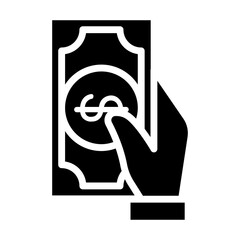 Spend, pay, buy icon in glyph style