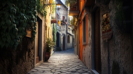 Fototapeta premium Path in the Historic City Center of Como