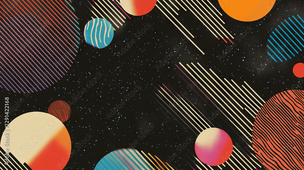Aufkleber abstract geometric background with striped patterns and vibrant shapes for modern design