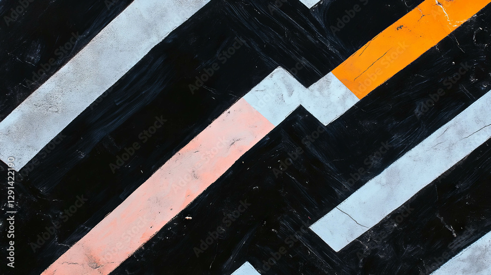 Poster Abstract geometric art with striped patterns and zigzag lines for design