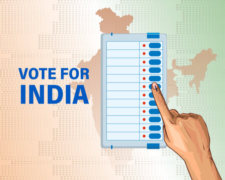 illustration Of Showing Voting Finger With Electronic Voting Machine. Vote for India vector banner design.