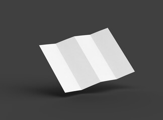 3d rendered image of a A4 sheet with parallel bends isolated on a dark grey background