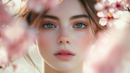 Fototapeta premium Graceful beauty among blooming pink sakura in spring light