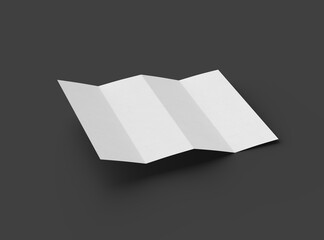 3d rendered image of a A4 sheet with parallel bends isolated on a dark grey background