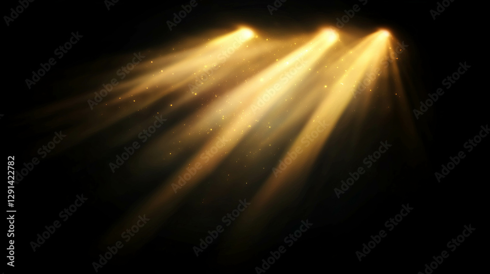 Poster Enchanting sunlight with golden bokeh for elegant background design