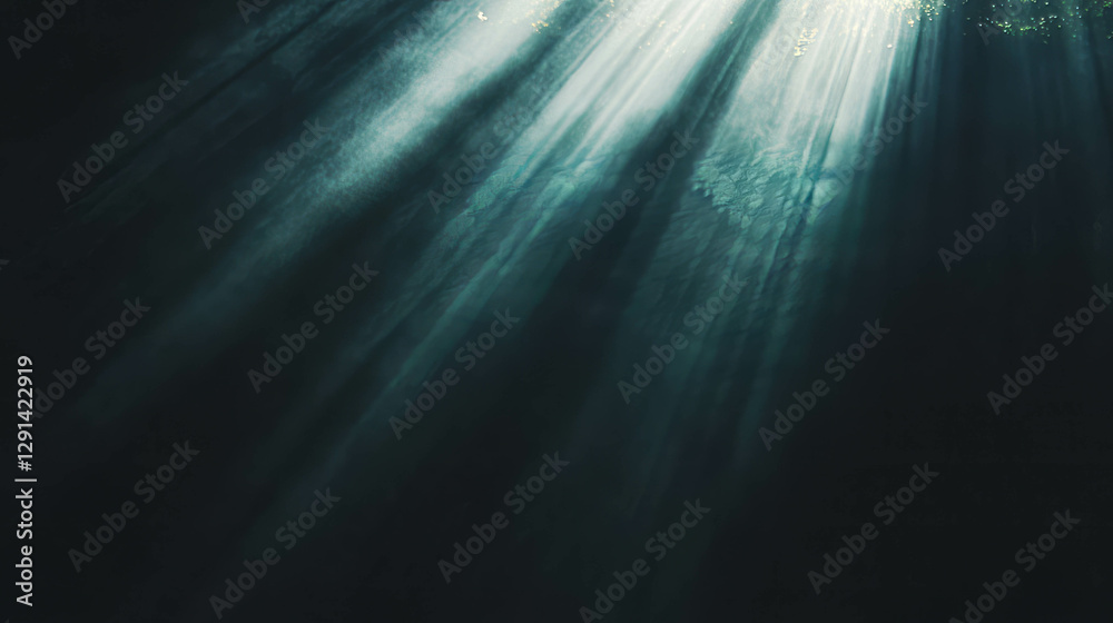 Poster Ethereal sunlight rays creating a vast and serene atmosphere