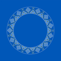 Vector round traditional Ukrainian embroidery frame with geometric ornaments. Perfect for festive designs, cultural projects, and decorative elements inspired by Ukrainian folk art