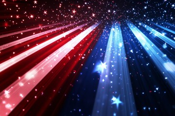 Obraz premium Dynamic 3d background featuring stars and stripes in red, white, and blue for american flag design