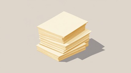 Stacked papers isometric view on light background
