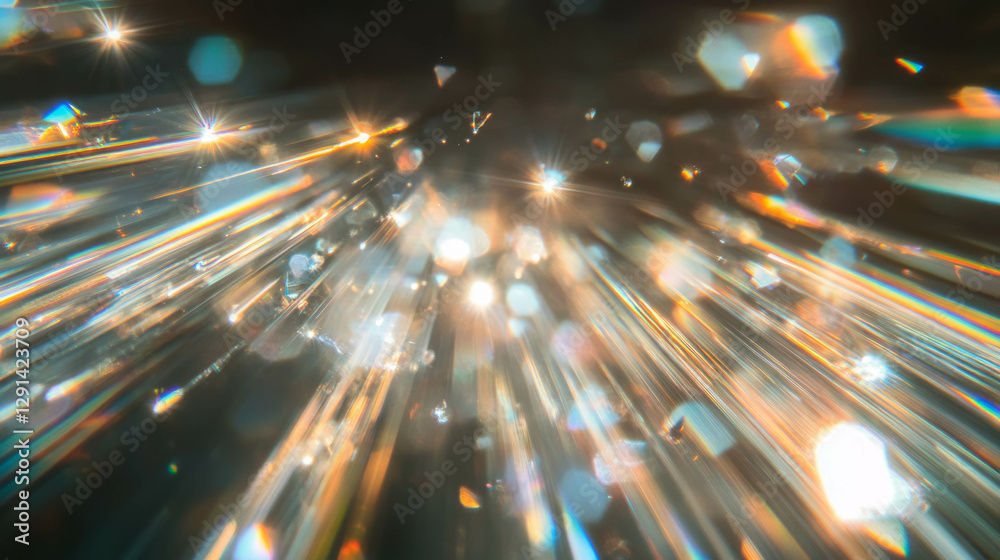 Poster Sunlight reflection on crystal facets creating vibrant light beams for design