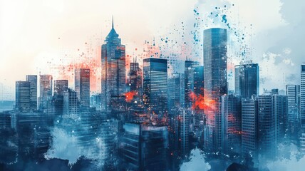 Obraz premium Mobile fintech solutions, creative app development, startup growth phase, Watercolor style