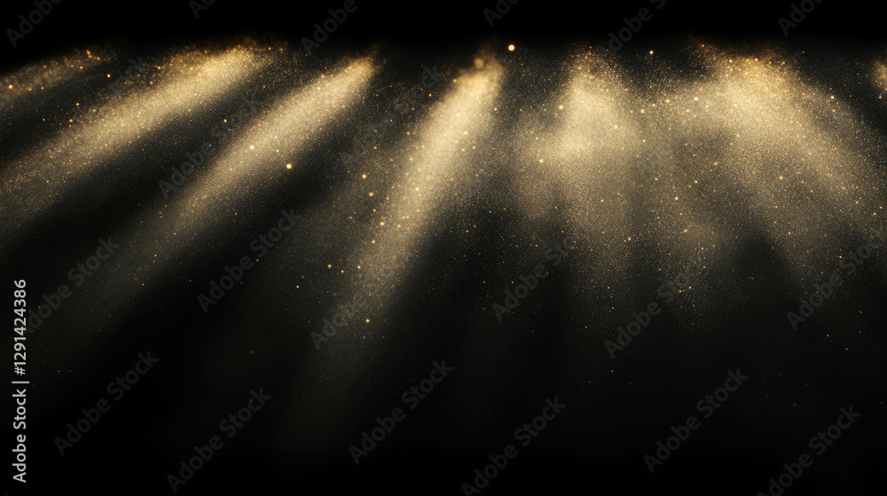 Poster golden sunlight with fine dust particles creating ethereal atmosphere