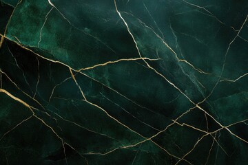 Elegant dark green marble surface with striking golden veins, sh