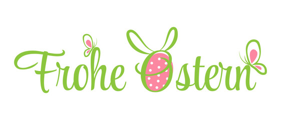 Frohe Ostern Easter green banner, poster