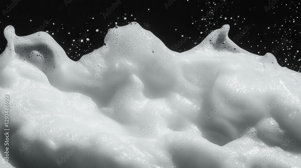 Poster abstract background of thick opaque foam smears on dark surface
