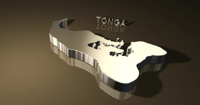 Map of Tonga a Polynesian kingdom of more than 170 South Pacific islands in 3D animation with golden theme