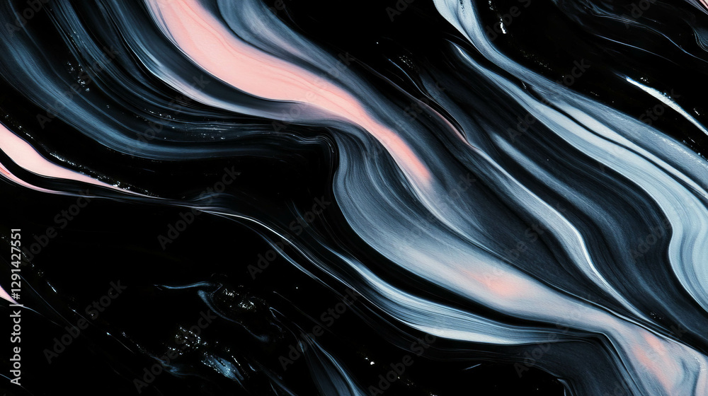 Poster Abstract art with delicate ink brushstrokes in dynamic flowing design