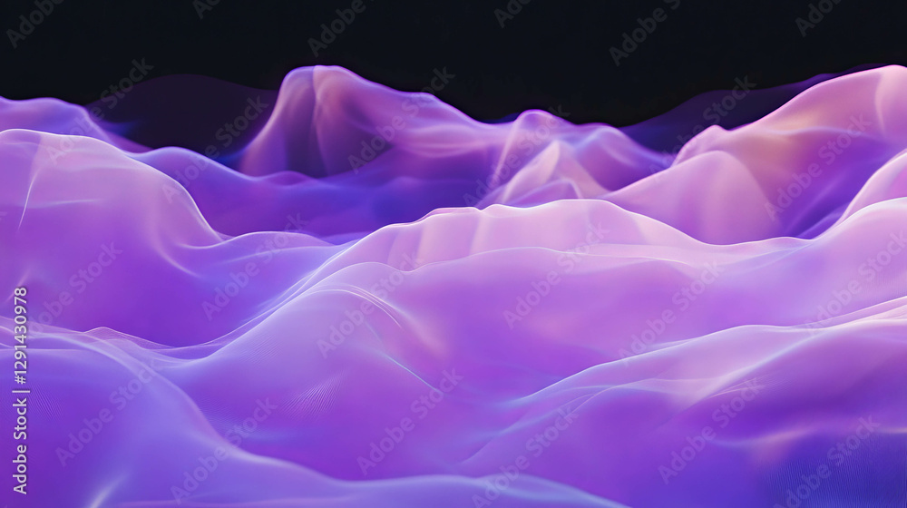 Poster enchanting violet smoke with flowing abstract waves for design backgrounds