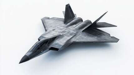 Grey Fighter Jet Model on White Background