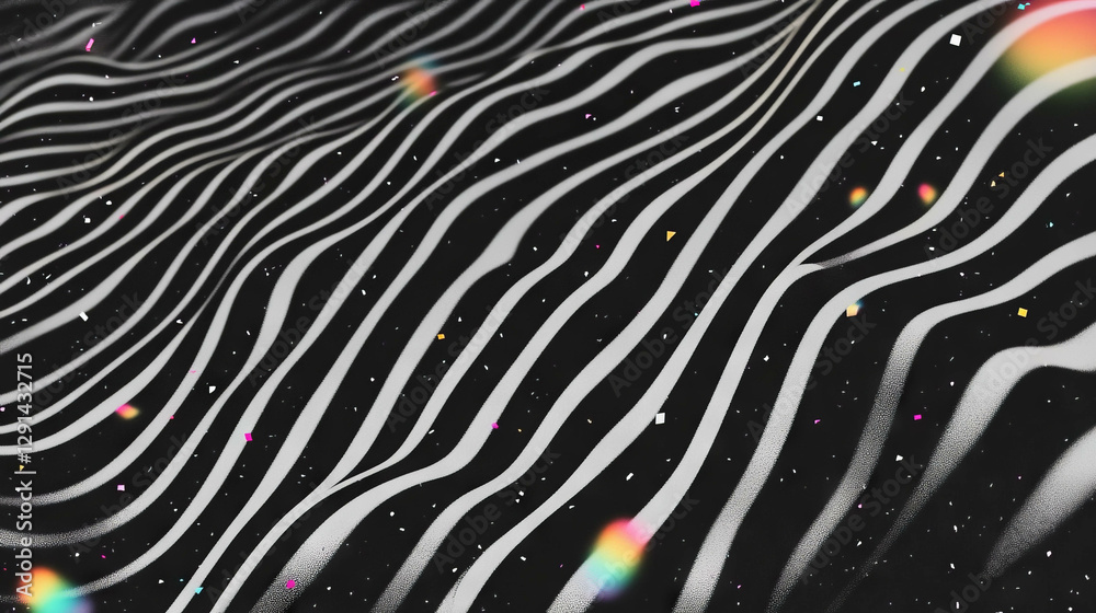 Poster abstract wavy lines and colorful confetti patterns for creative design