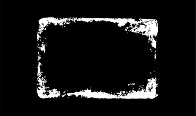 Grunge messy white frame vector illustration, overlay paintbrush strokes rectangle border with scratched rough edges