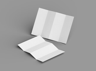 3d rendered image of a A4 sheet with parallel bends isolated on a transparent background