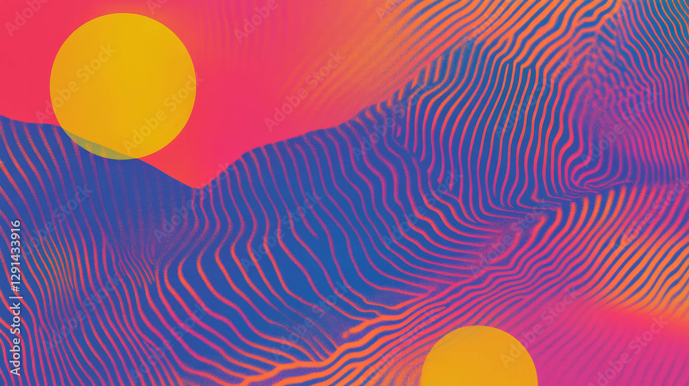 Aufkleber vibrant abstract background with wavy lines and geometric shapes for modern design