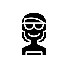 Woman on the beach icon in glyph style