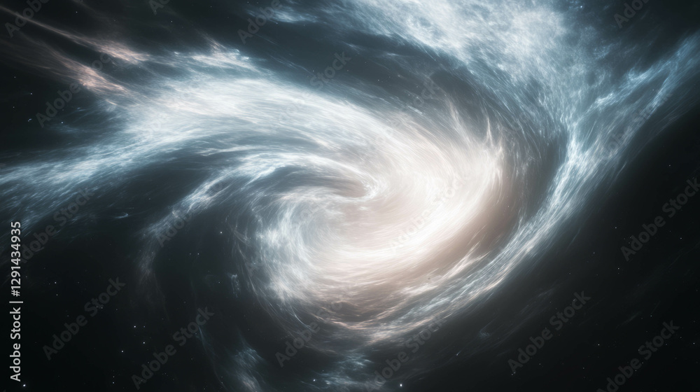 Poster ethereal white light swirl in cosmic vortex encountering dark space canvas