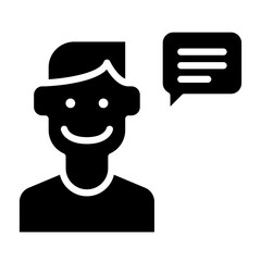 Man speaking icon in glyph style