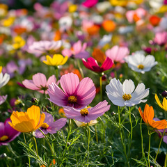 Fototapeta premium Cosmos Flowers: Colorful Blooms