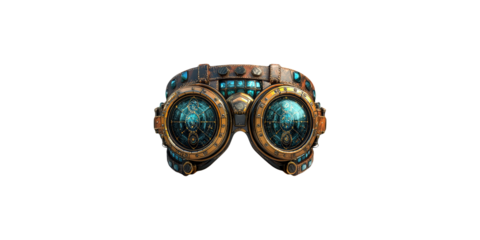 Steampunk goggles with intricate design isolated on transparent background