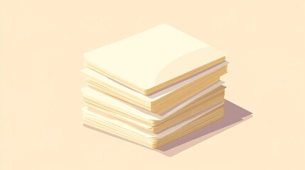 Stacked Papers Isometric View Beige Background