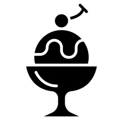 Ice cream icon in glyph style