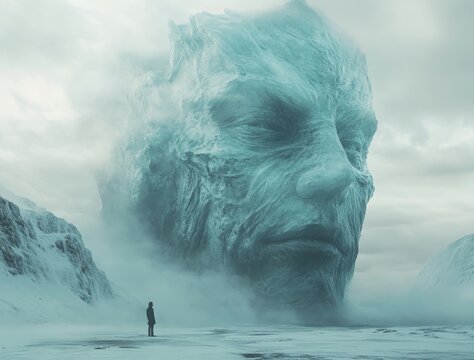 Ice Giant in Frozen Landscape