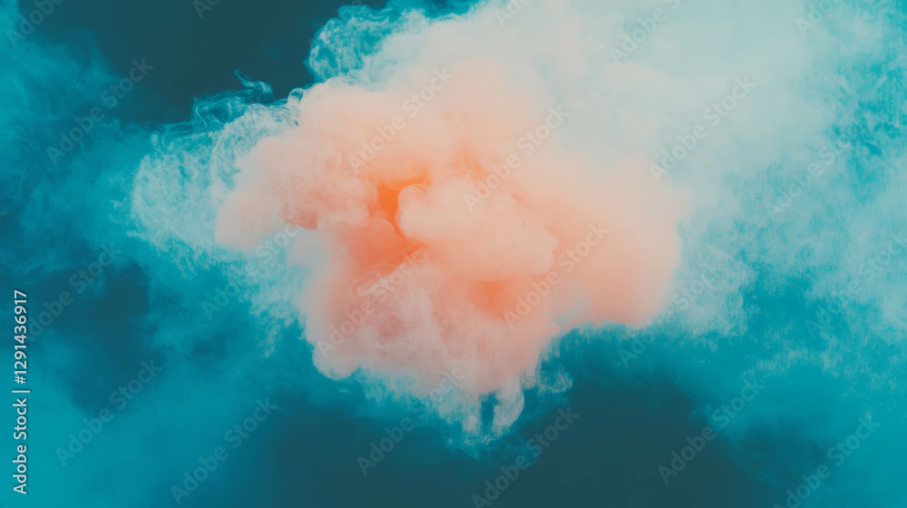 Poster wispy orange smoke against a soft diffused backdrop for creative design