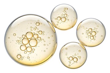 Transparent 3D Serum Droplets &ndash; Nourishing Molecules Inside for Skincare