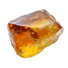 Smooth Citrine Chunk with Golden Yellow Hue Isolated on Transparent Background
