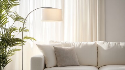 Minimalist Arc Floor Lamp on White Background