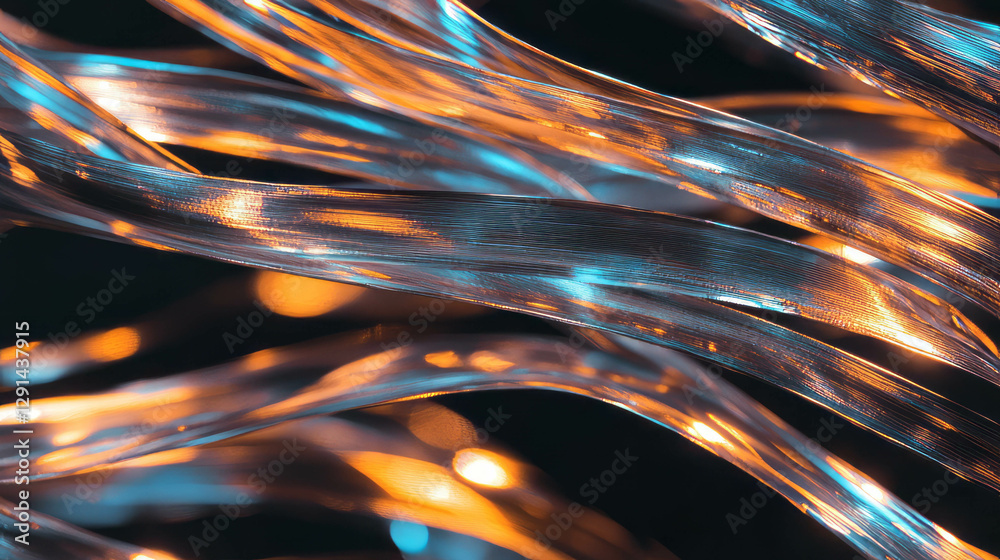 Fototapete abstract metallic woven threads with dynamic light patterns