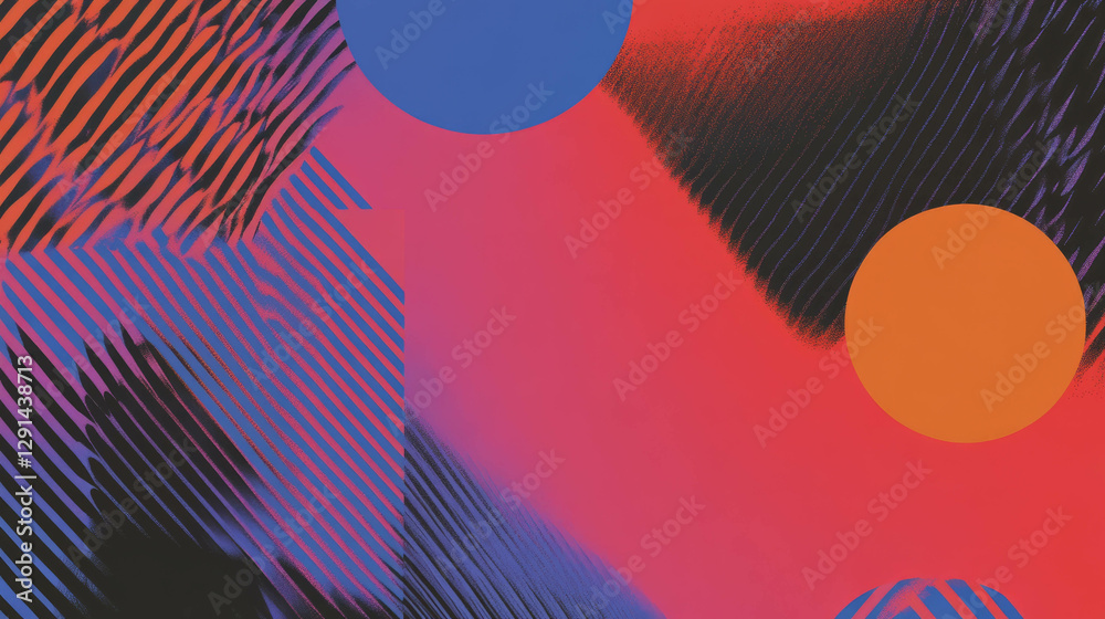 Poster Abstract zigzag line and bold color block design for modern backgrounds