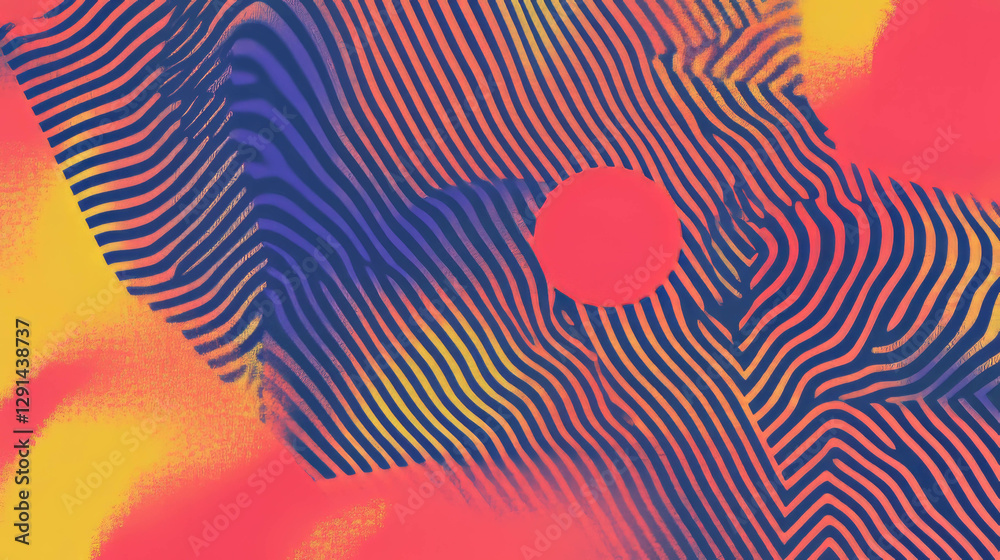 Poster Vibrant abstract background with zigzag lines and bold color blocks for creative design