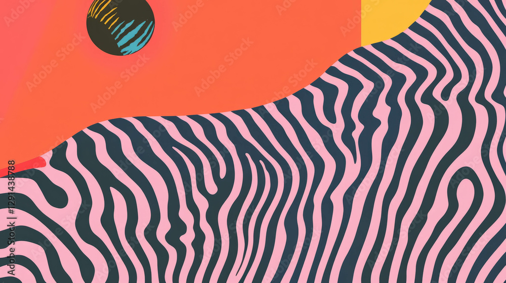 Poster Vibrant abstract design with zigzag patterns and bold color blocks for creative backgrounds