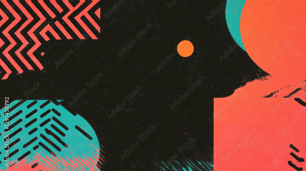 Aufkleber vibrant geometric background with zigzag and bold color blocks for artistic design