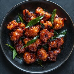 Spicy Chicken 65 Red Crispy Bar Snack with Curry Leaves