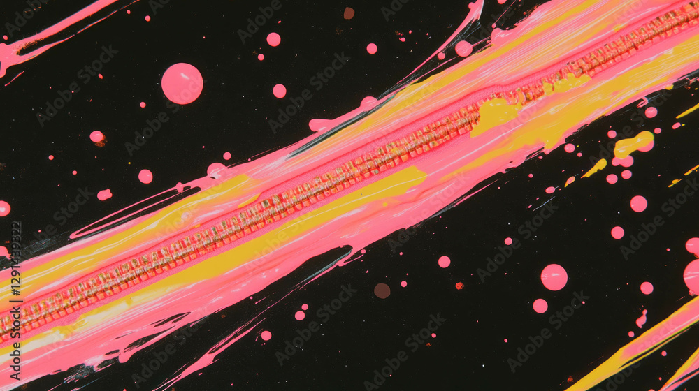Poster vibrant abstract background with zipper and paint splatters for creative design