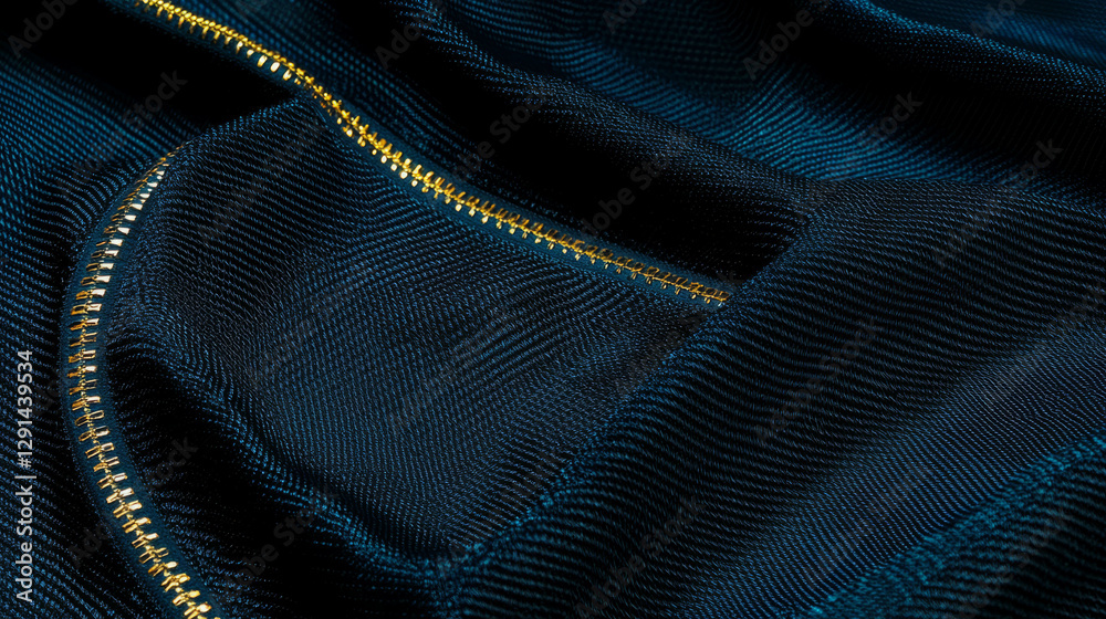 Poster elegant zipper pattern on textured fabric for creative design and fashion projects