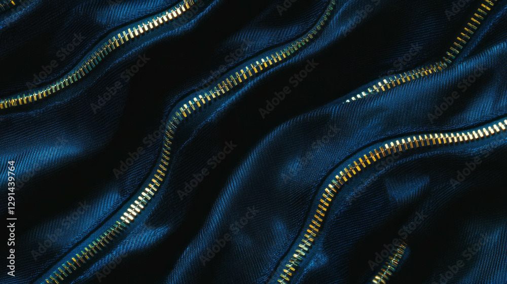 Aufkleber Dynamic diagonal zipper pattern on textured fabric background for creative design