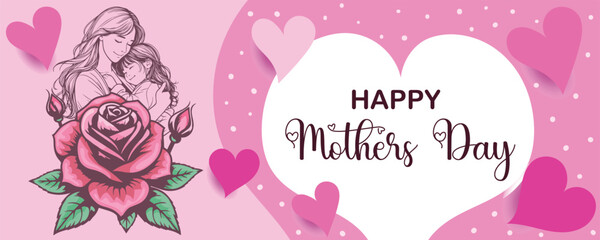 Happy Mother's Day loving red and pink banner design