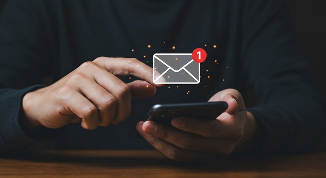 Person checking email notification on smartphone